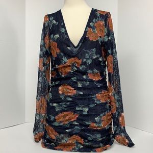 Meadow Rue Anthropologie Lg floral body-con dress